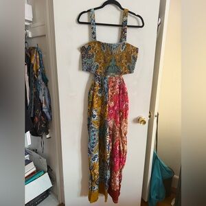 Anthropologie Boho Paisley Multi-Color Strap Jumpsuit with cutouts